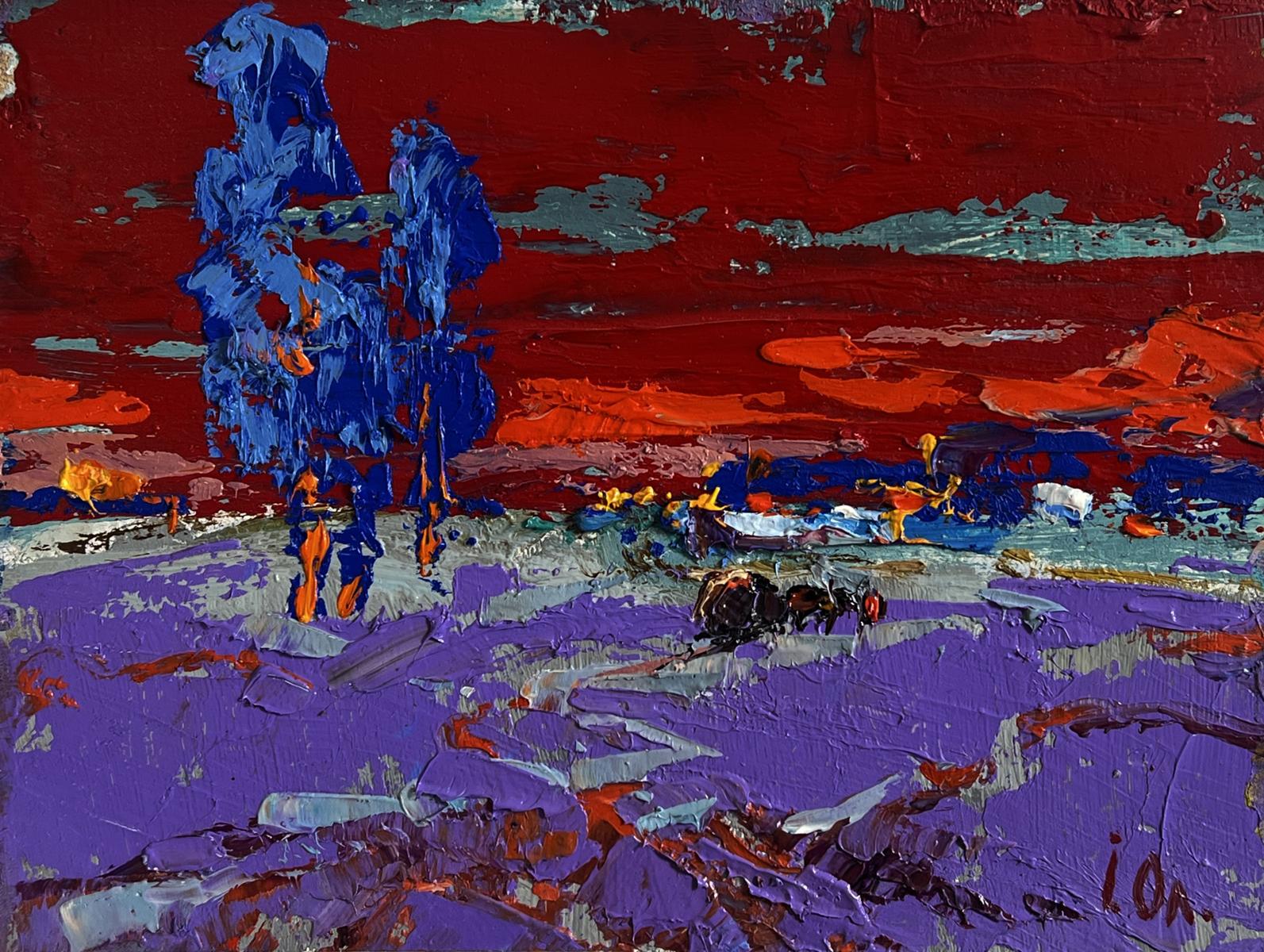 Vibrant Crimson Winter Evening oil painting by Oleksiy Ivanyuk