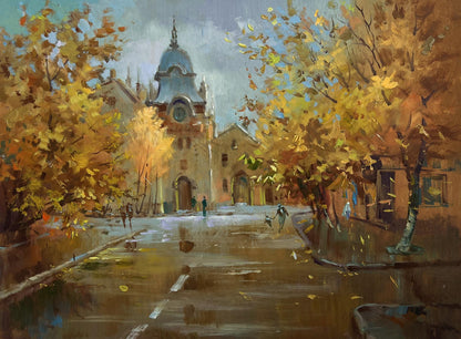 Oil painting Autumn in the heart of the city by Yuriy Suprunchuk
