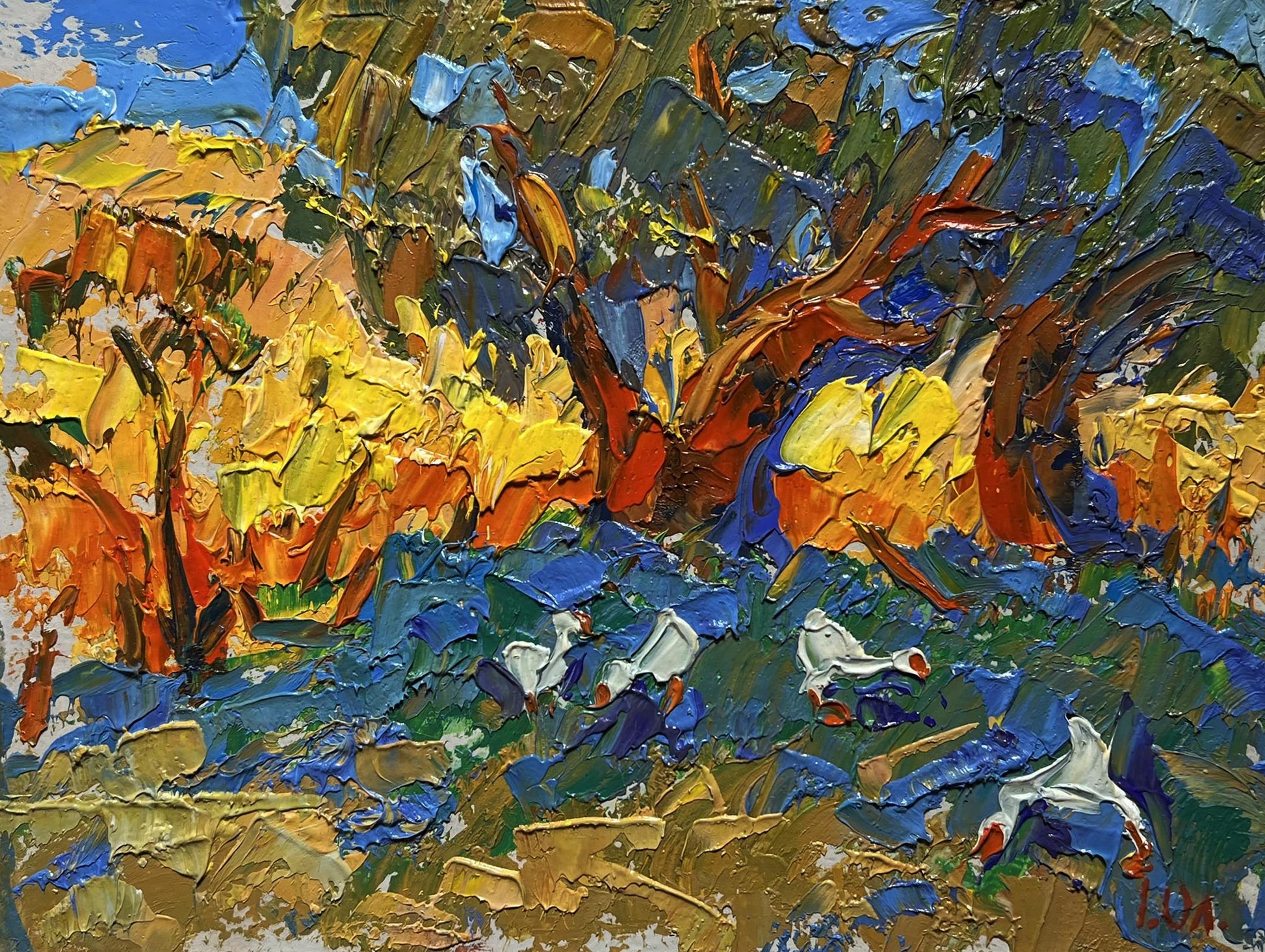 Vibrant impressionist oil painting In the shade of the willow by Oleksiy Ivanyuk