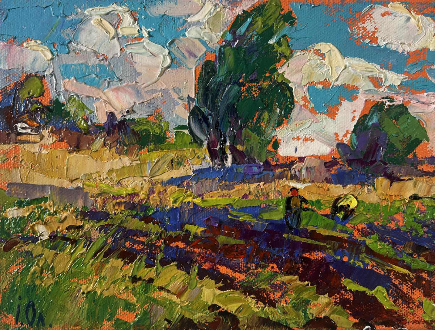 Vibrant impressionist oil painting The Beginning of the Harvest in the Garden by Oleksiy Ivanyuk