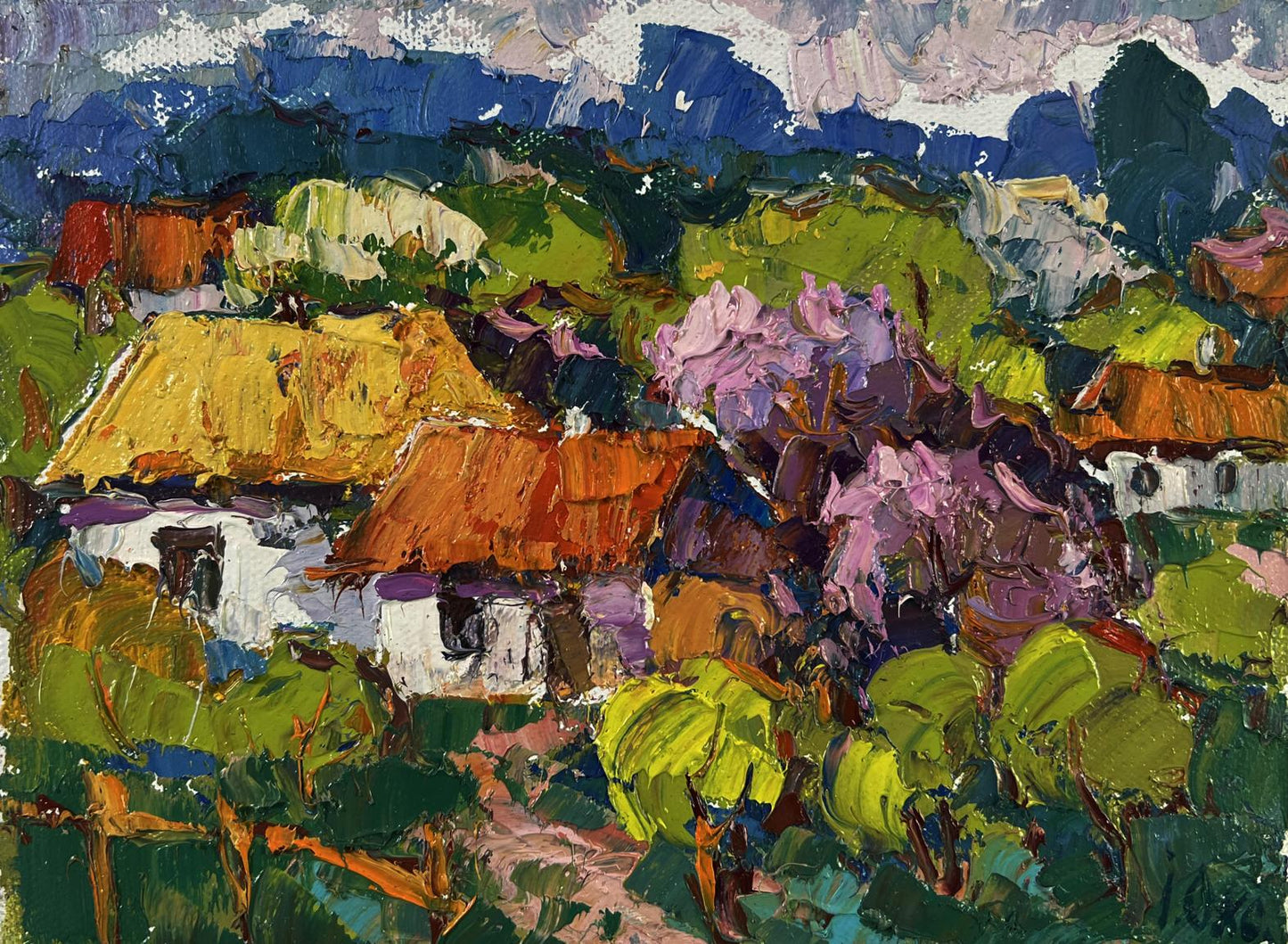 Vibrant impressionist oil painting Time stops in the green light by Oksana Ivanyuk
