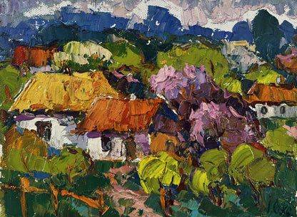 Vibrant impressionist oil painting Time stops in the green light by Oksana Ivanyuk