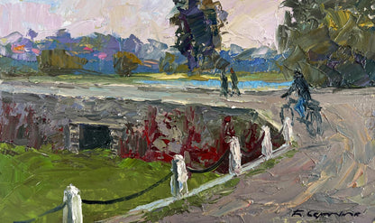 Oil painting A mysterious evening on the dam by Boris Serdyuk
