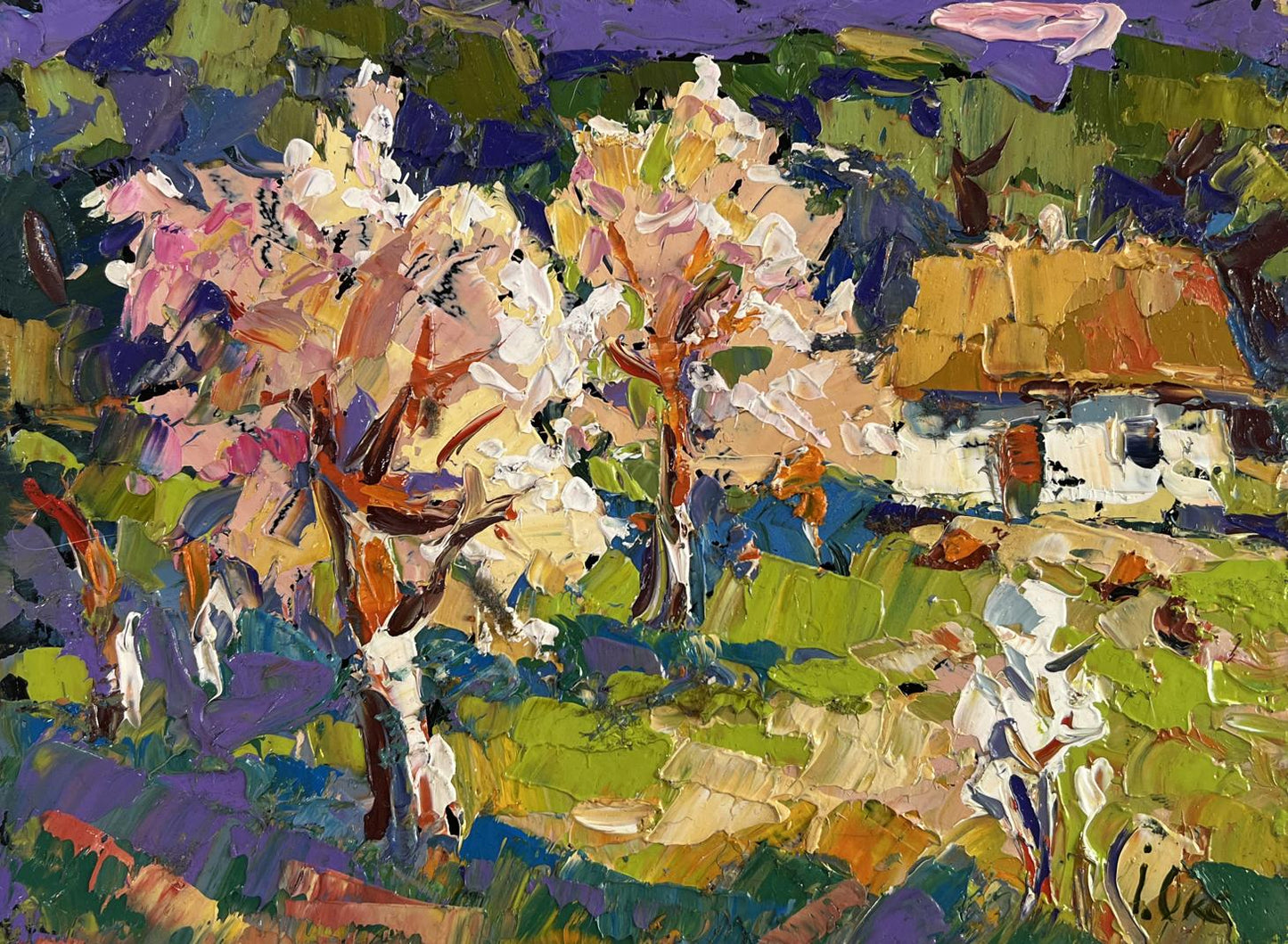 Vibrant impressionist oil painting Ray of spring morning by Oksana Ivanyuk