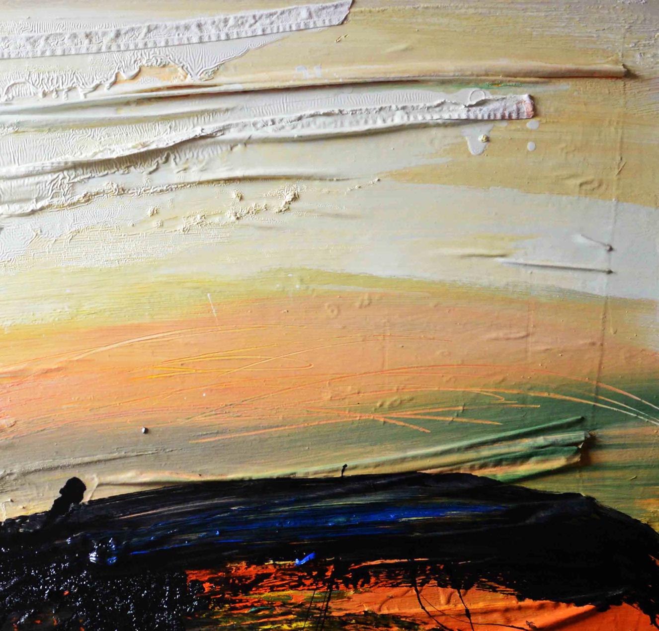 Oil painting Mountain Meadow by Natalia Korf-Ivaniuk, abstract textured layers