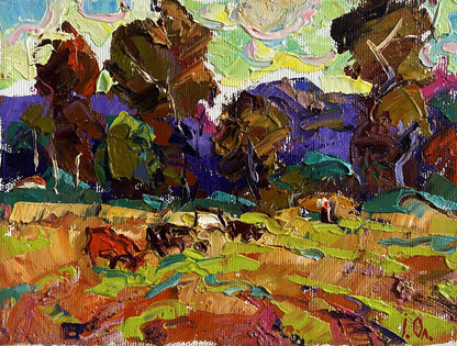 Vibrant impressionist oil painting On the pasture by Oleksiy Ivanyuk