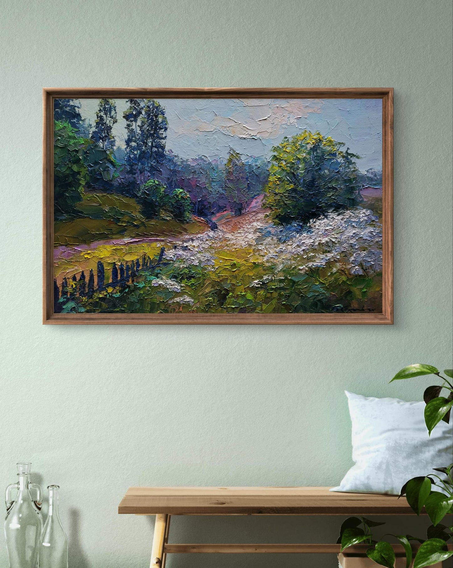 Oil painting Wildflowers are growing by Boris Serdyuk lush landscape