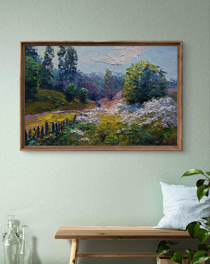 Oil painting Wildflowers are growing by Boris Serdyuk lush landscape
