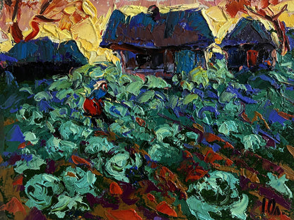 Vibrant impressionist oil painting In the Evening in the Garden by Oleksiy Ivanyuk