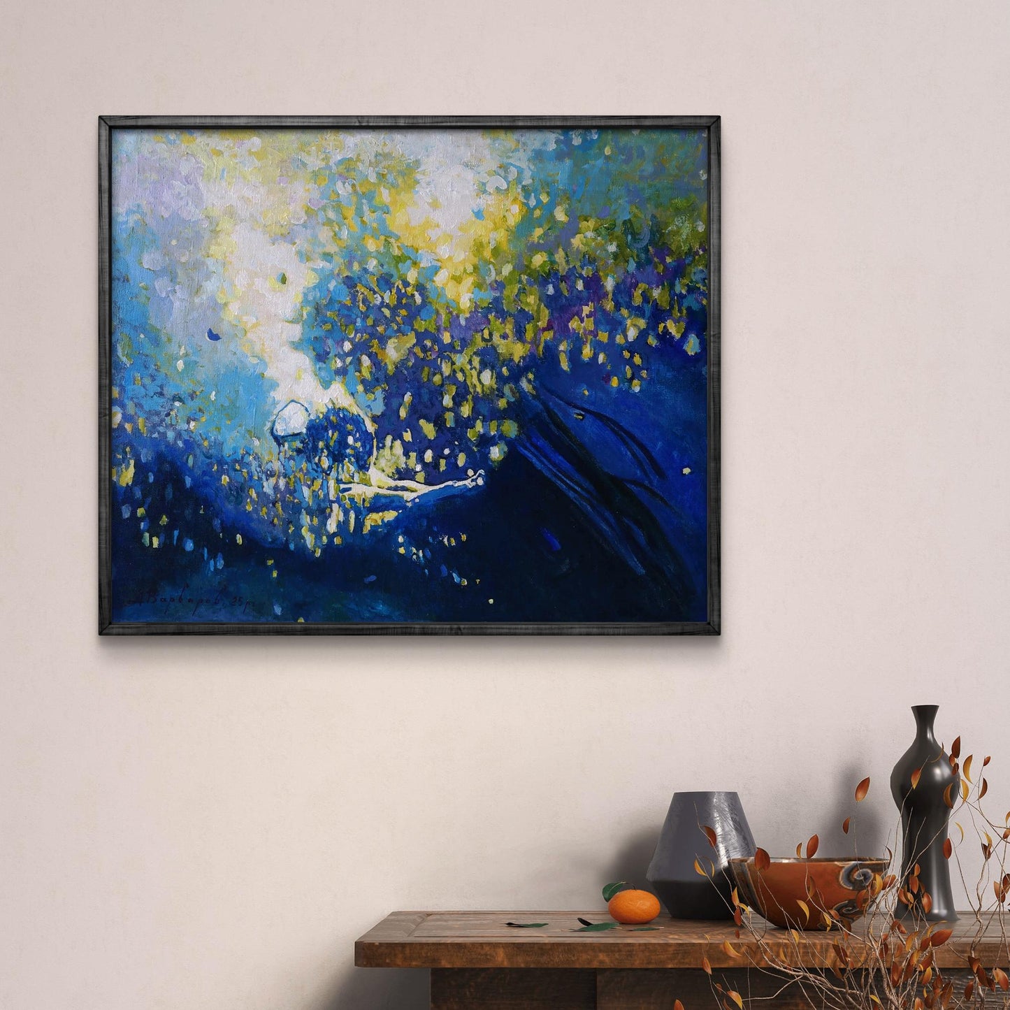 Acrylic painting Lone swimmer Anatoly Varvarov