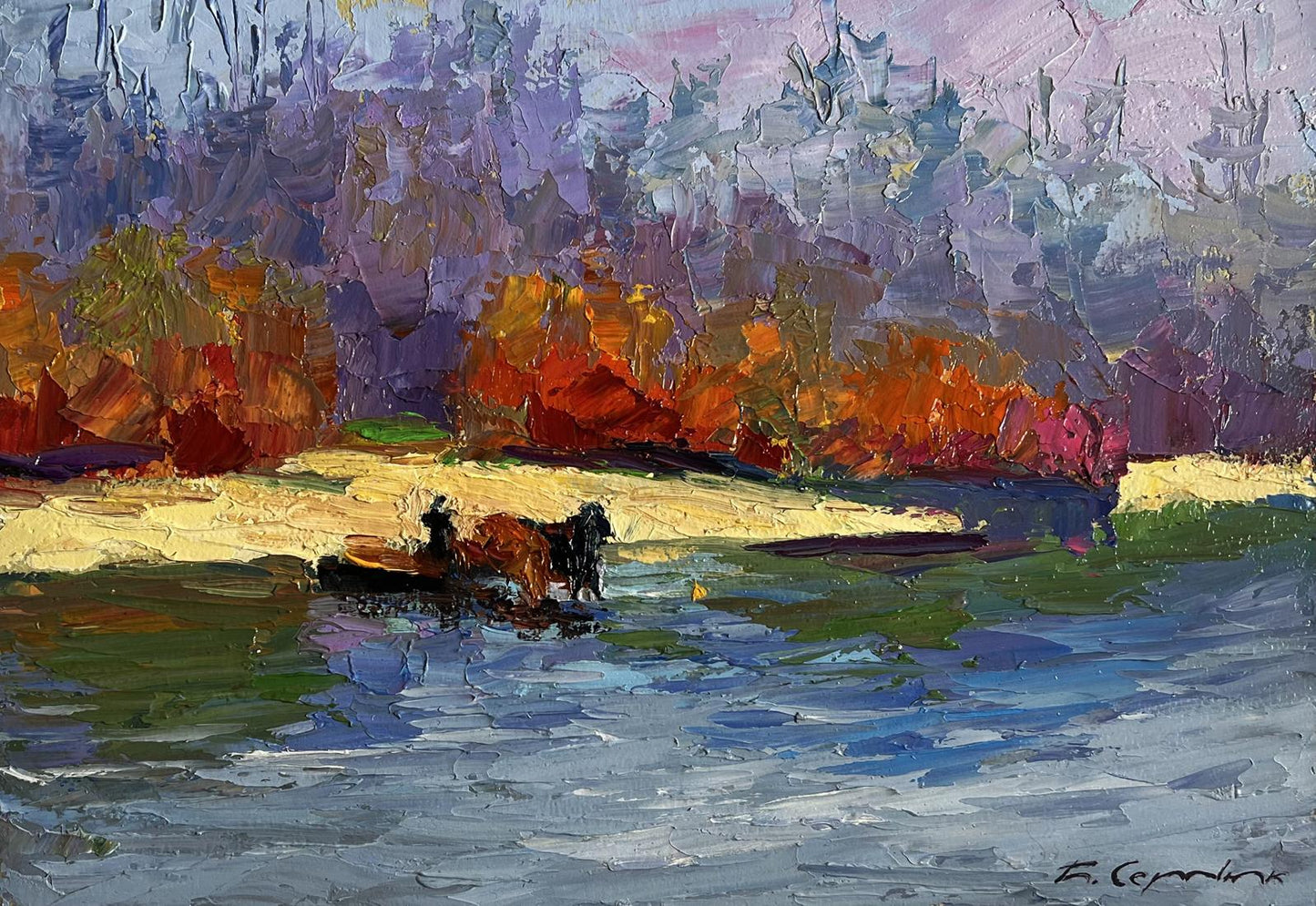 Vibrant impressionist oil painting Relaxing on a boat by Boris Serdyuk