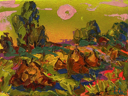 Vibrant impressionist sunset oil painting by Oleksiy Ivanyuk