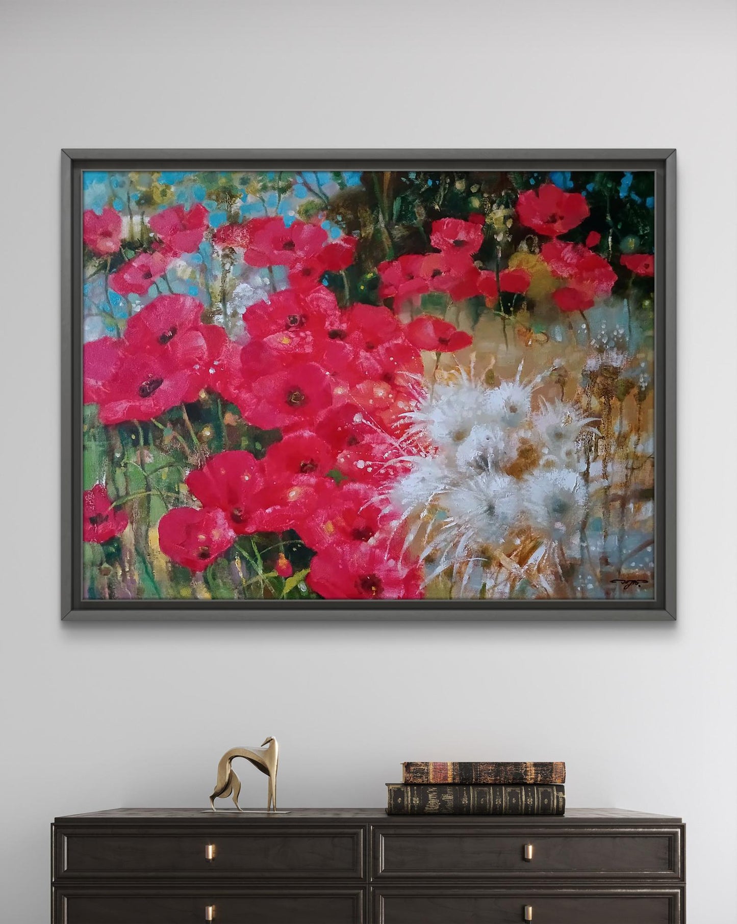 Abstract oil painting Poppies in the Field Anatoly Tarabanov