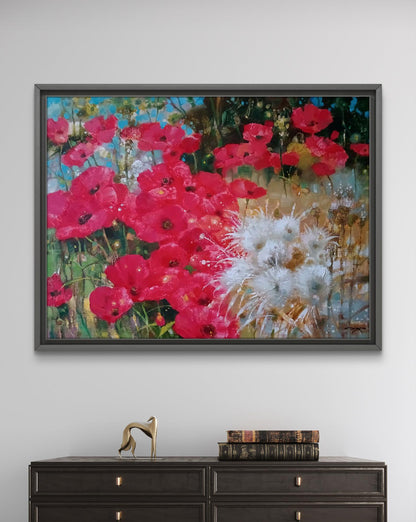 Abstract oil painting Poppies in the Field Anatoly Tarabanov