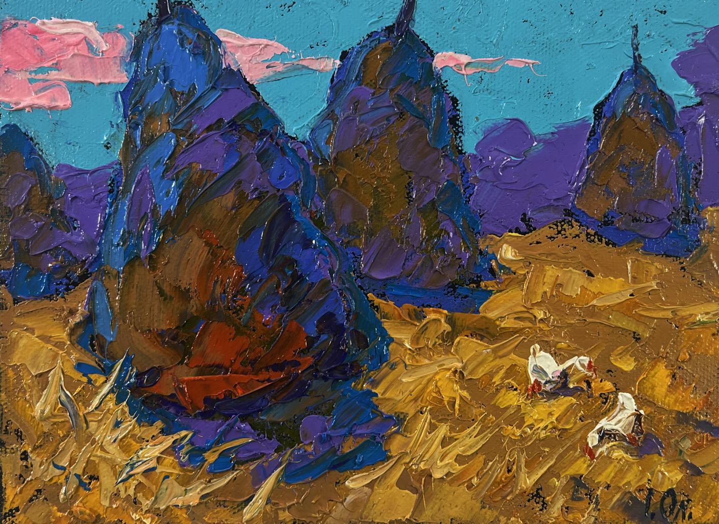 Oil painting Warm spring day by Oleksiy Ivanyuk with vibrant textured peaks