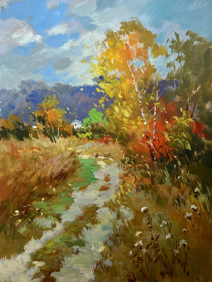 Oil painting Steps on an autumn meadow by Yuriy Suprunchuk