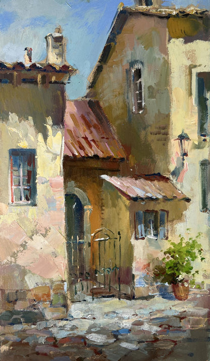 Oil painting Path to the house through the alley by Yuriy Suprunchuk