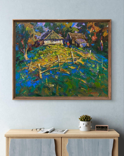 Oil painting Autumn gardens by Oleksiy Ivanyuk in wooden frame