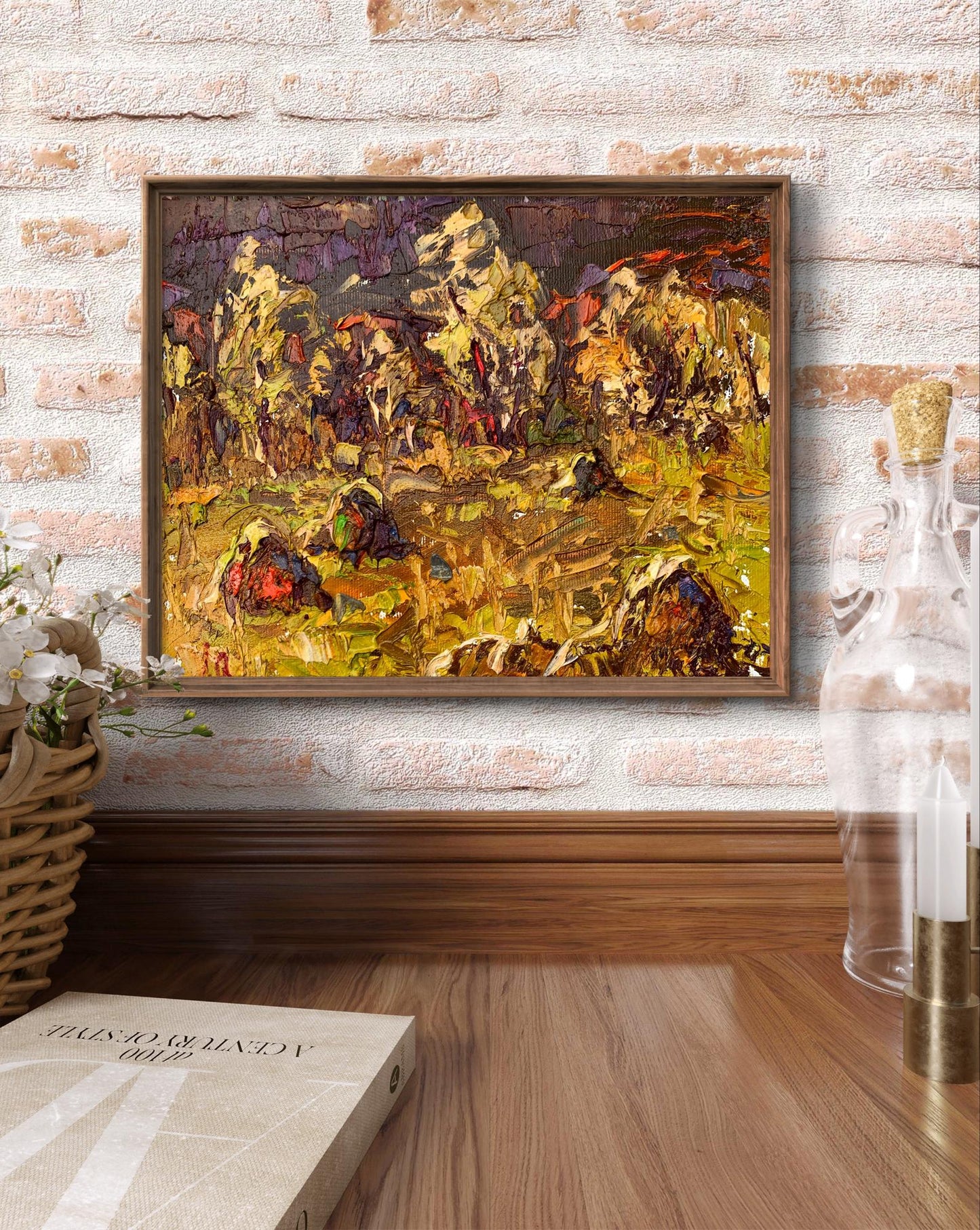 Framed impressionist oil painting After haymaking by Ivanyuk Oleksiy