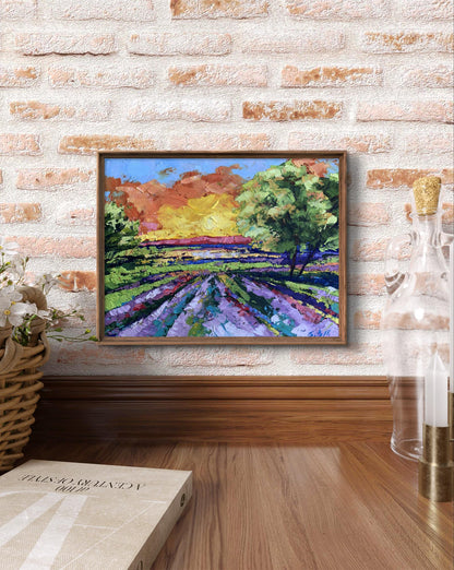 Oil painting Sunset in the field V. Zadorozhnya lavender sunset landscape