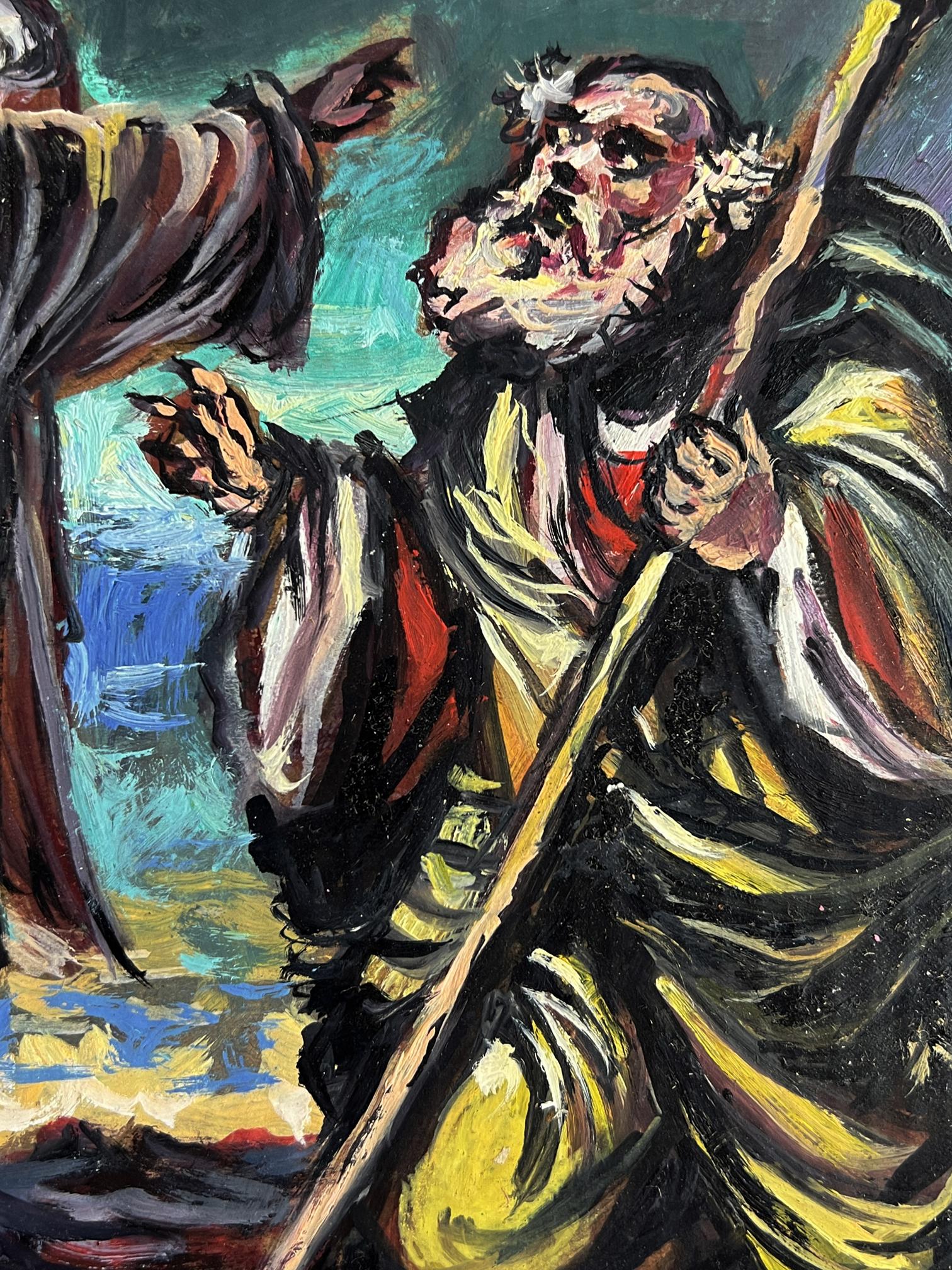 Oil painting The Messengers and Moses by Alexander Litvinov vibrant expressionistic art