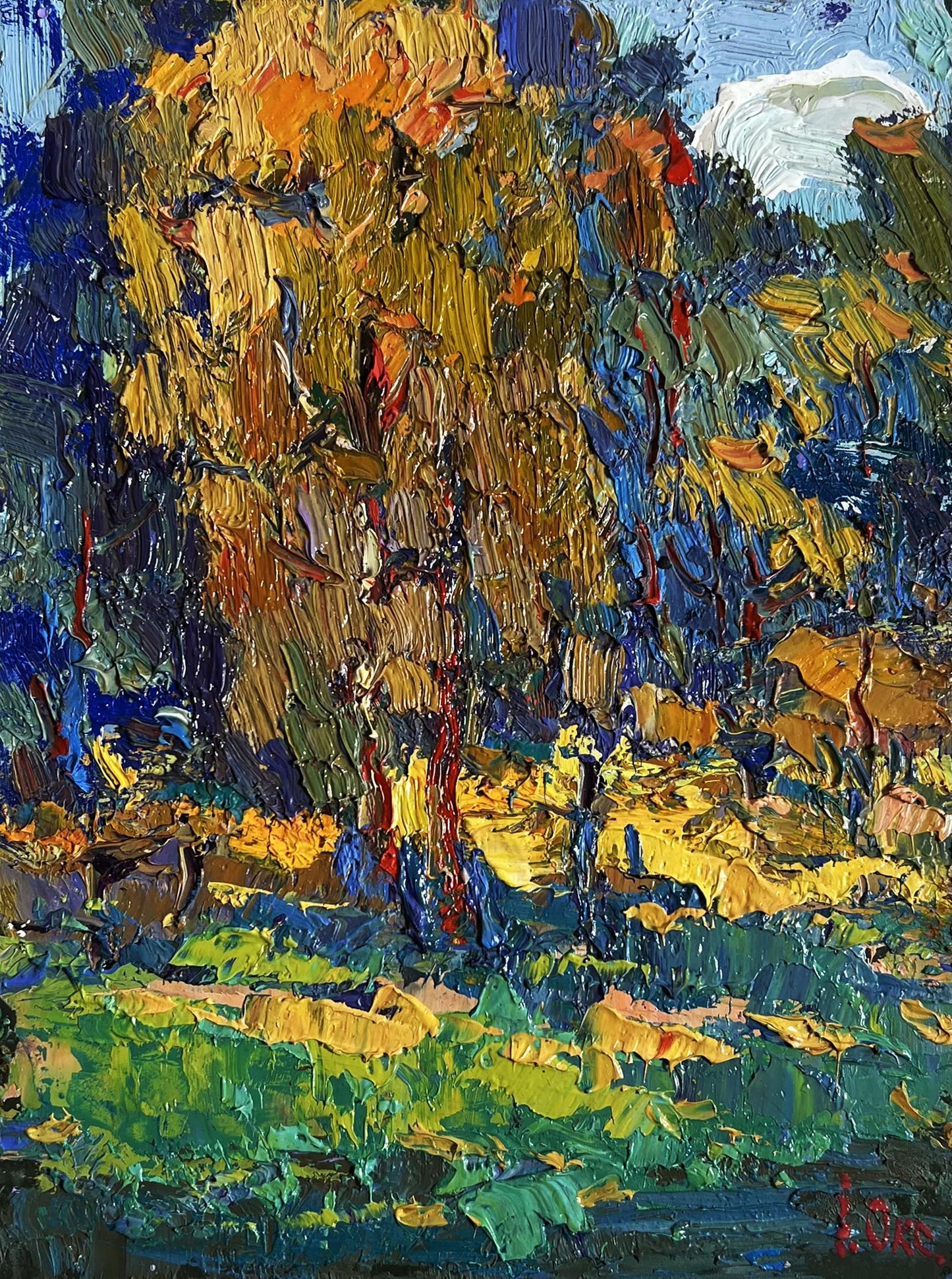 Vibrant impressionist oil painting Sunbeams on the Meadows by Oksana Ivanyuk