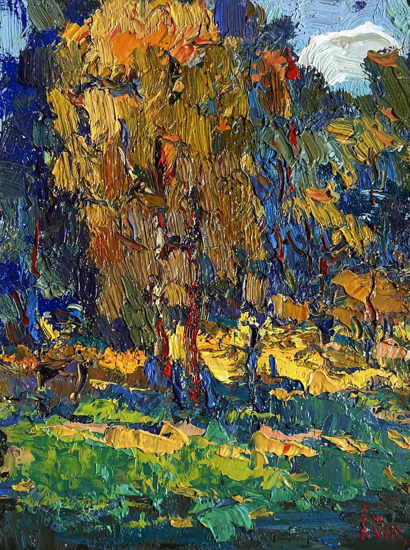 Vibrant impressionist oil painting Sunbeams on the Meadows by Oksana Ivanyuk