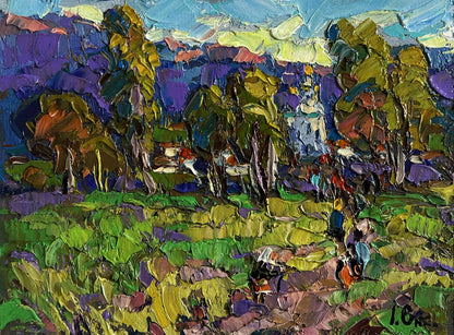 Vibrant impressionist oil painting Morning ringing of church bells by Oksana Ivanyuk
