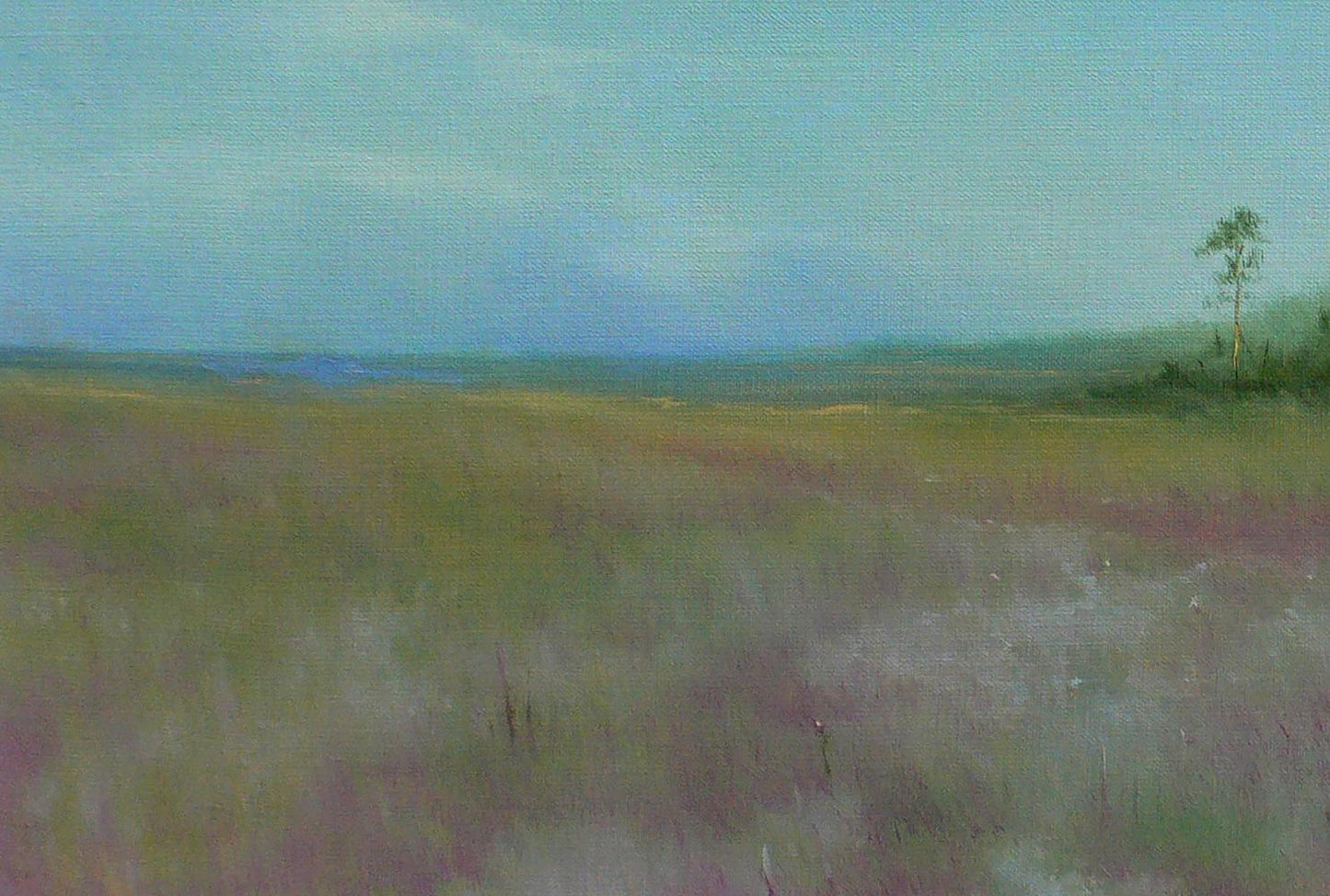 Impressionistic oil painting of blooming lavender field by Vasily Korkishko