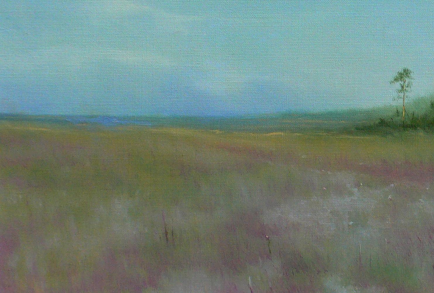 Impressionistic oil painting of blooming lavender field by Vasily Korkishko