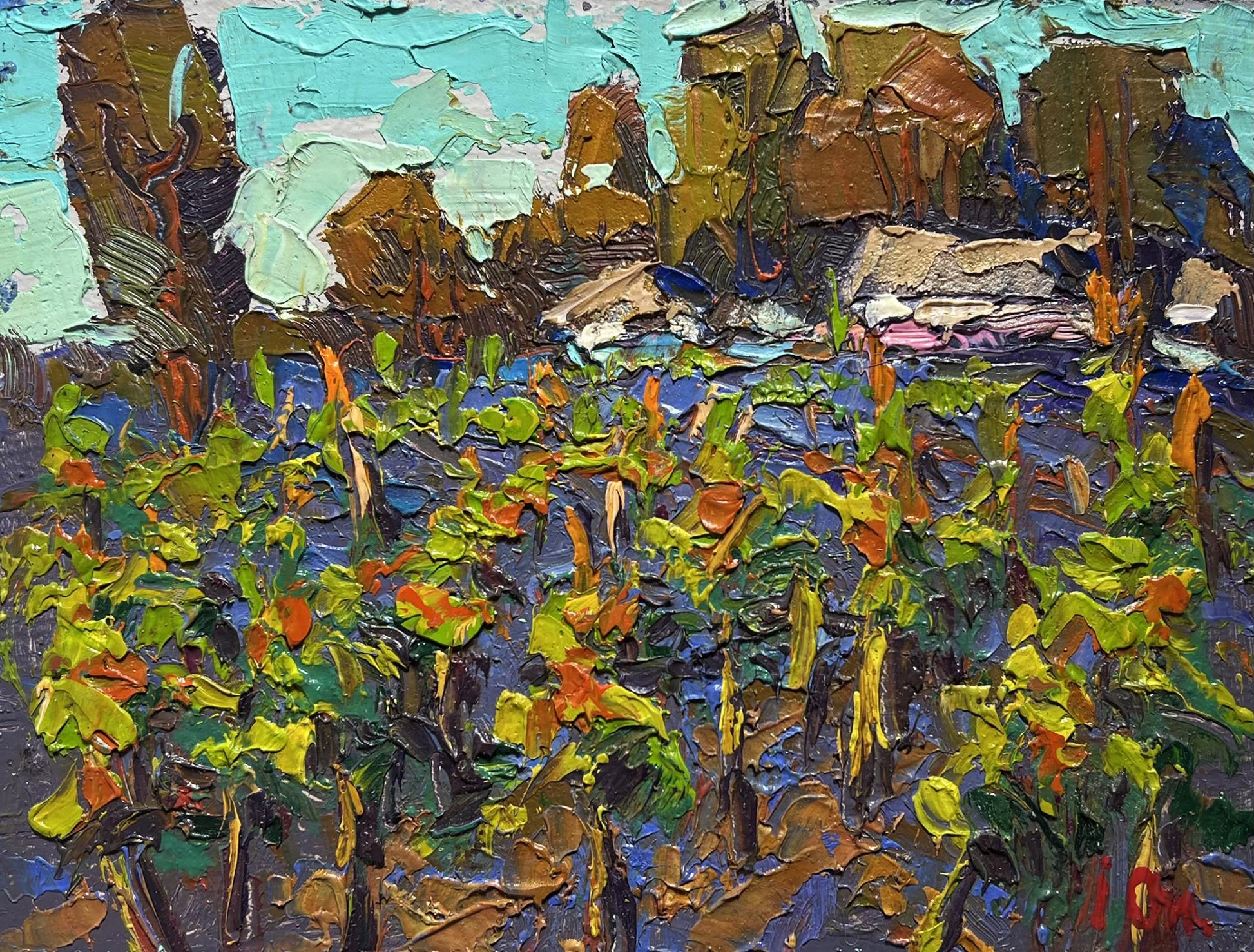 Oil painting Growing grapes in the village by Oleksiy Ivanyuk