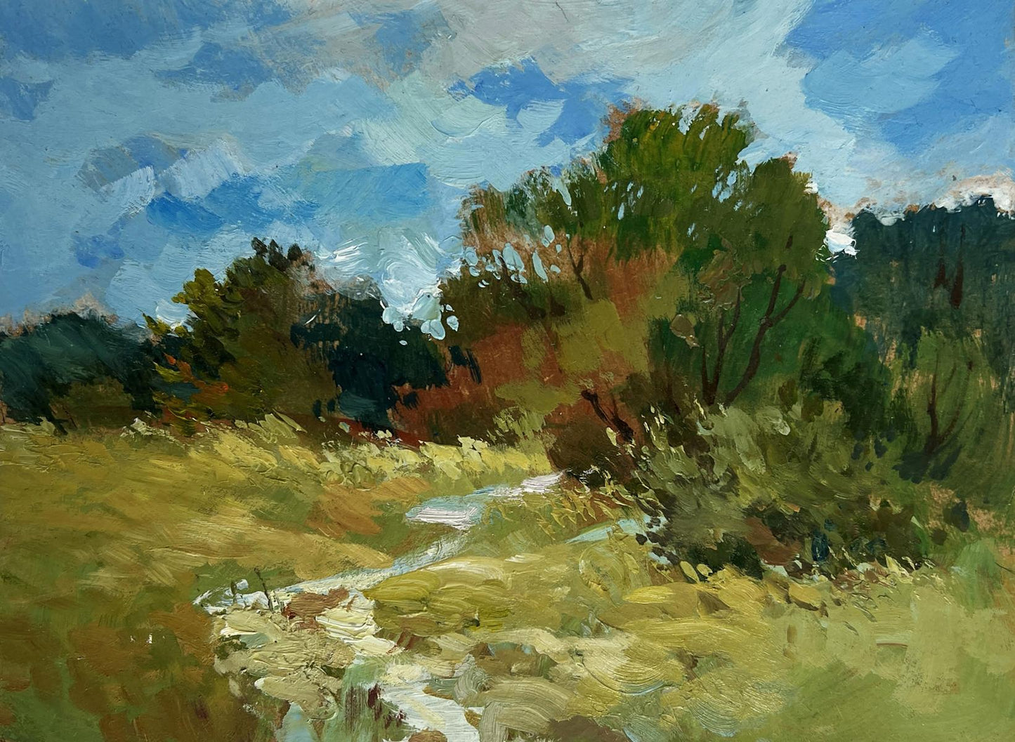Vibrant oil painting The path to the forest depths by Yuriy Suprunchuk