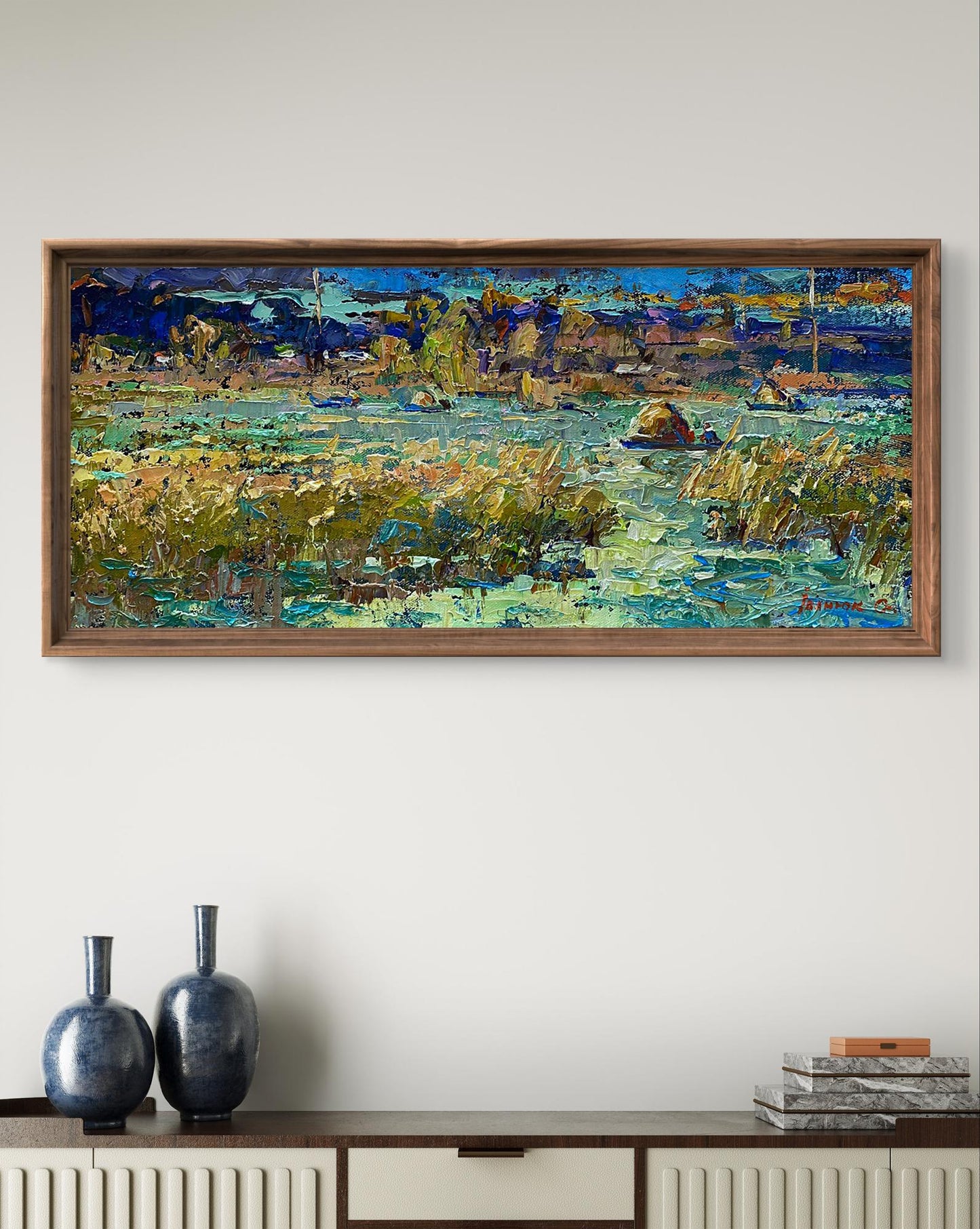 Oil painting Waterworks by Oleksiy Ivanyuk impressionistic landscape