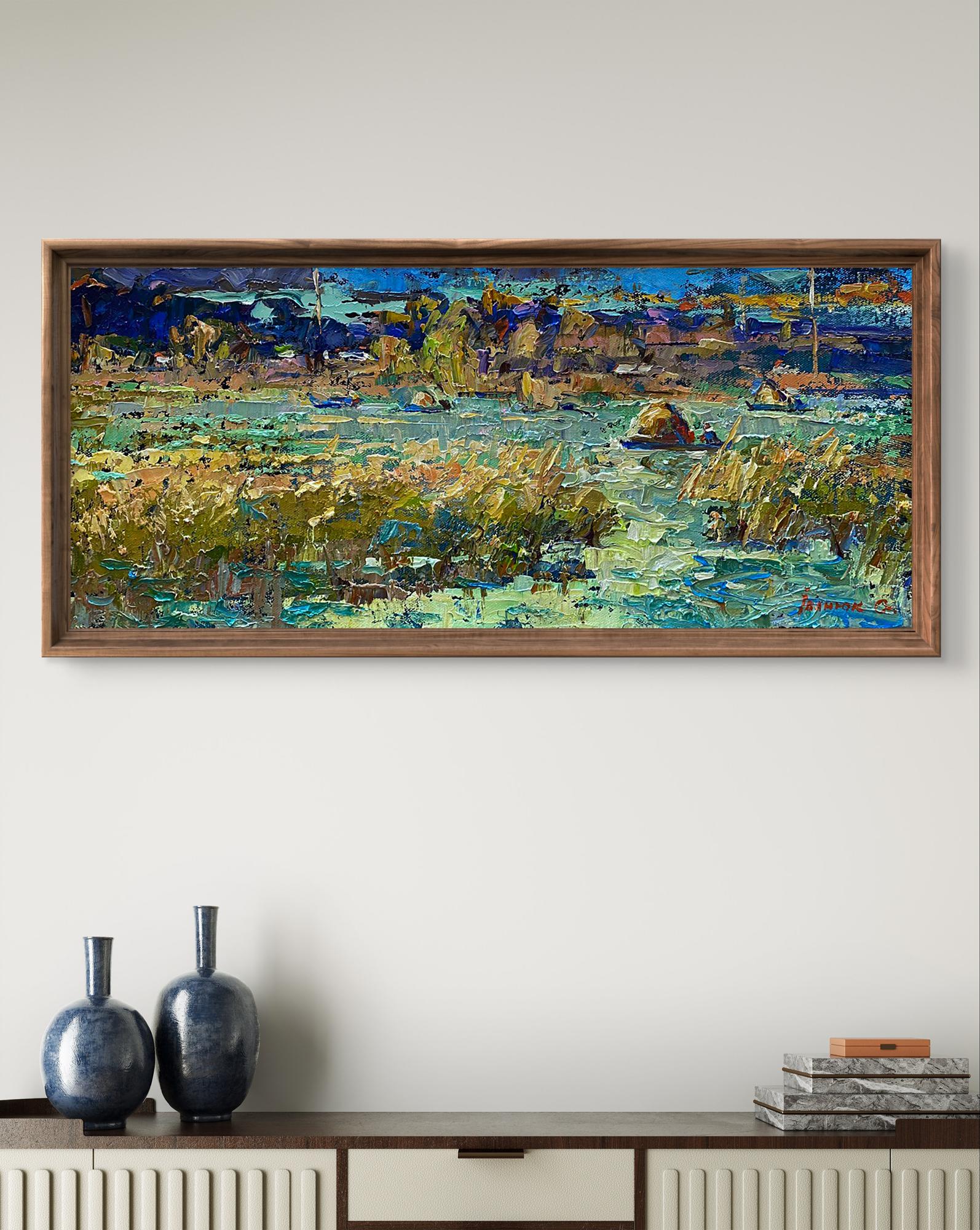 Oil painting Waterworks by Oleksiy Ivanyuk impressionistic landscape