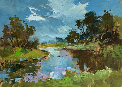 Vibrant impressionist oil painting The Winding River by Yuriy Suprunchuk