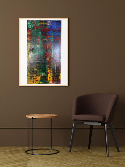 Framed Acrylic Autumn painting by Olga Melezhik with bold colorful strokes