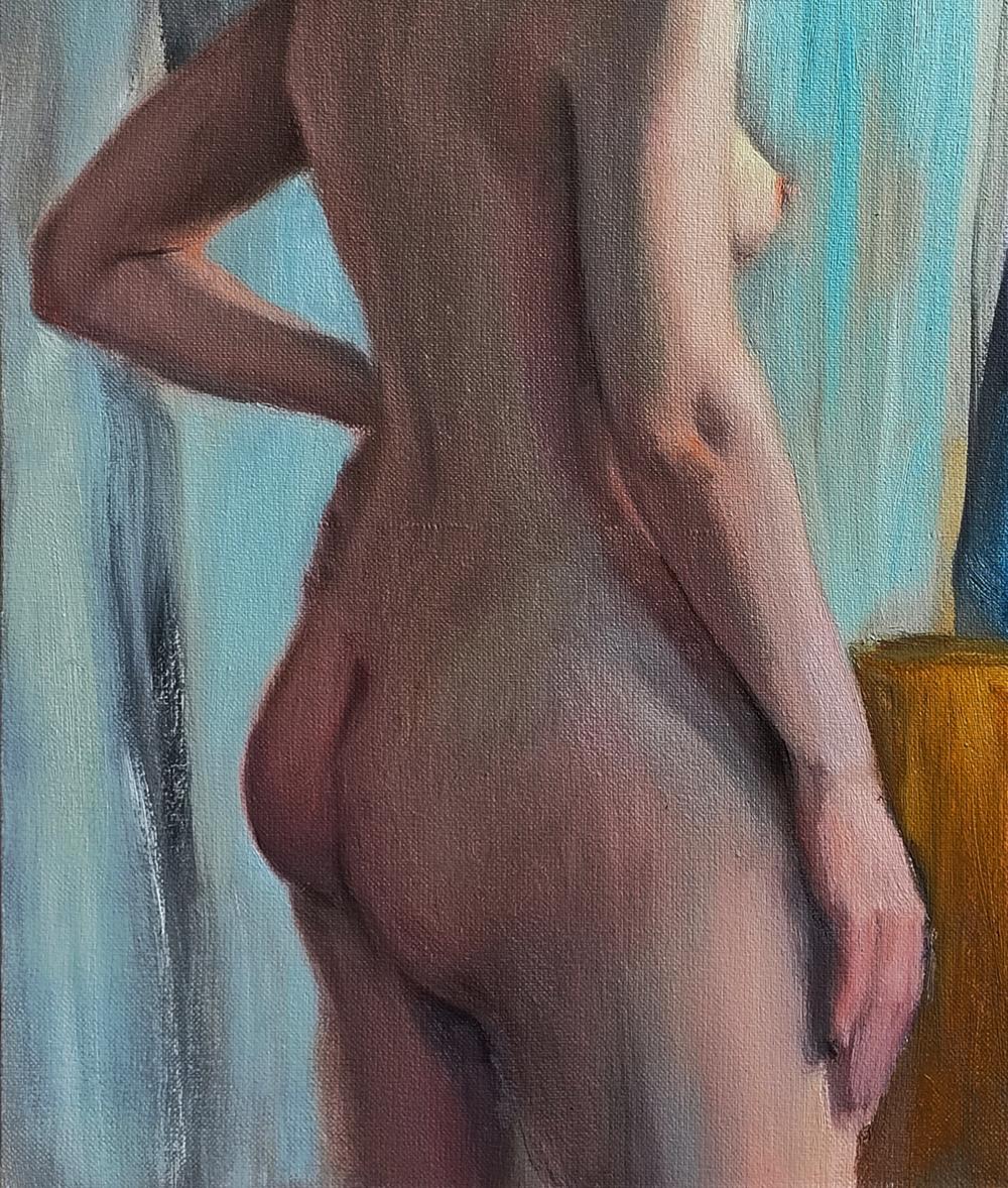 Oil painting Morning portrait of girl from back by Oksana Osnach