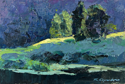Vibrant impressionist oil painting Not far from the lake by Boris Serdyuk