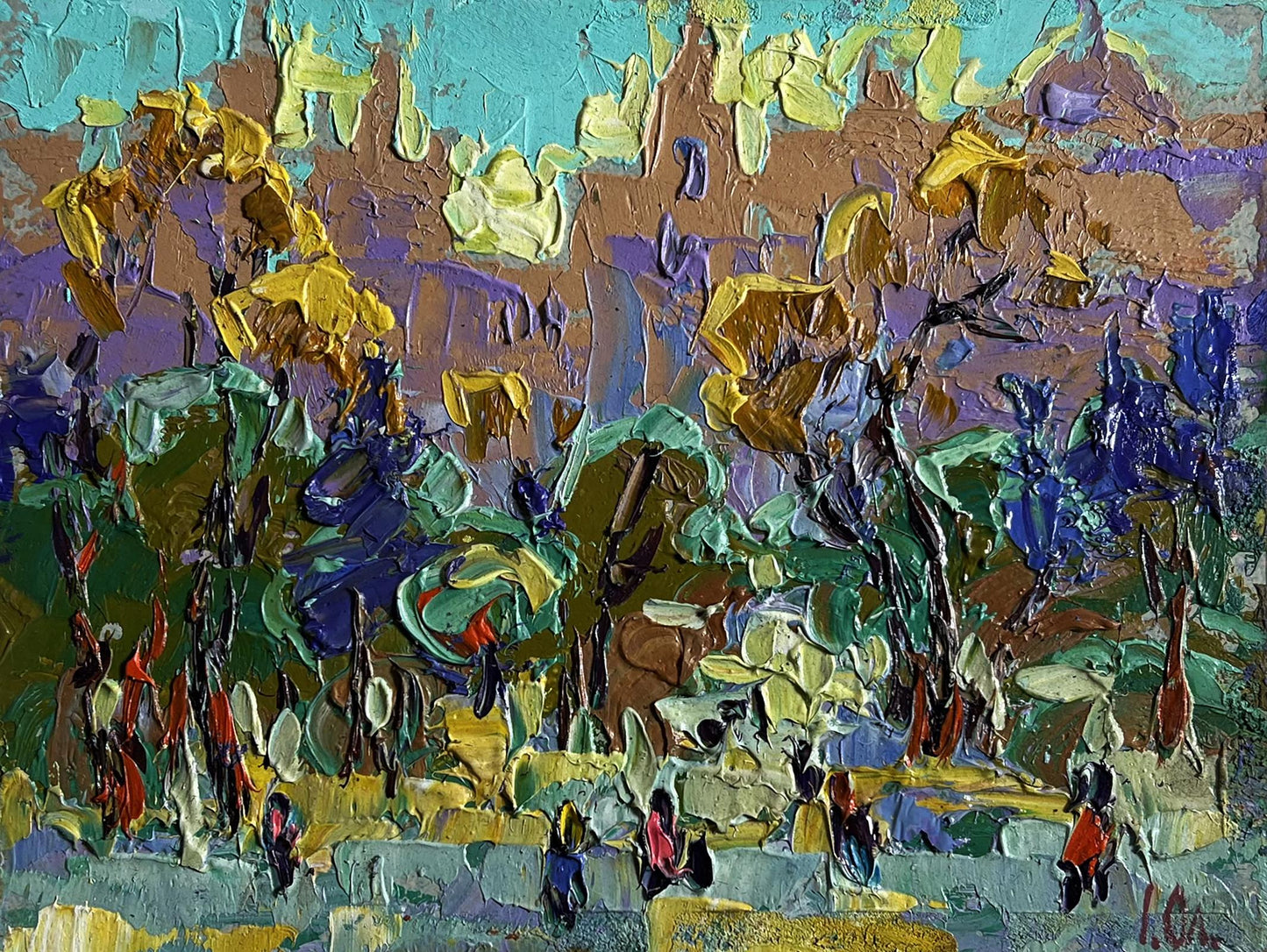 Vibrant impressionist oil painting Morning bustle of the city by Oleksiy Ivanyuk