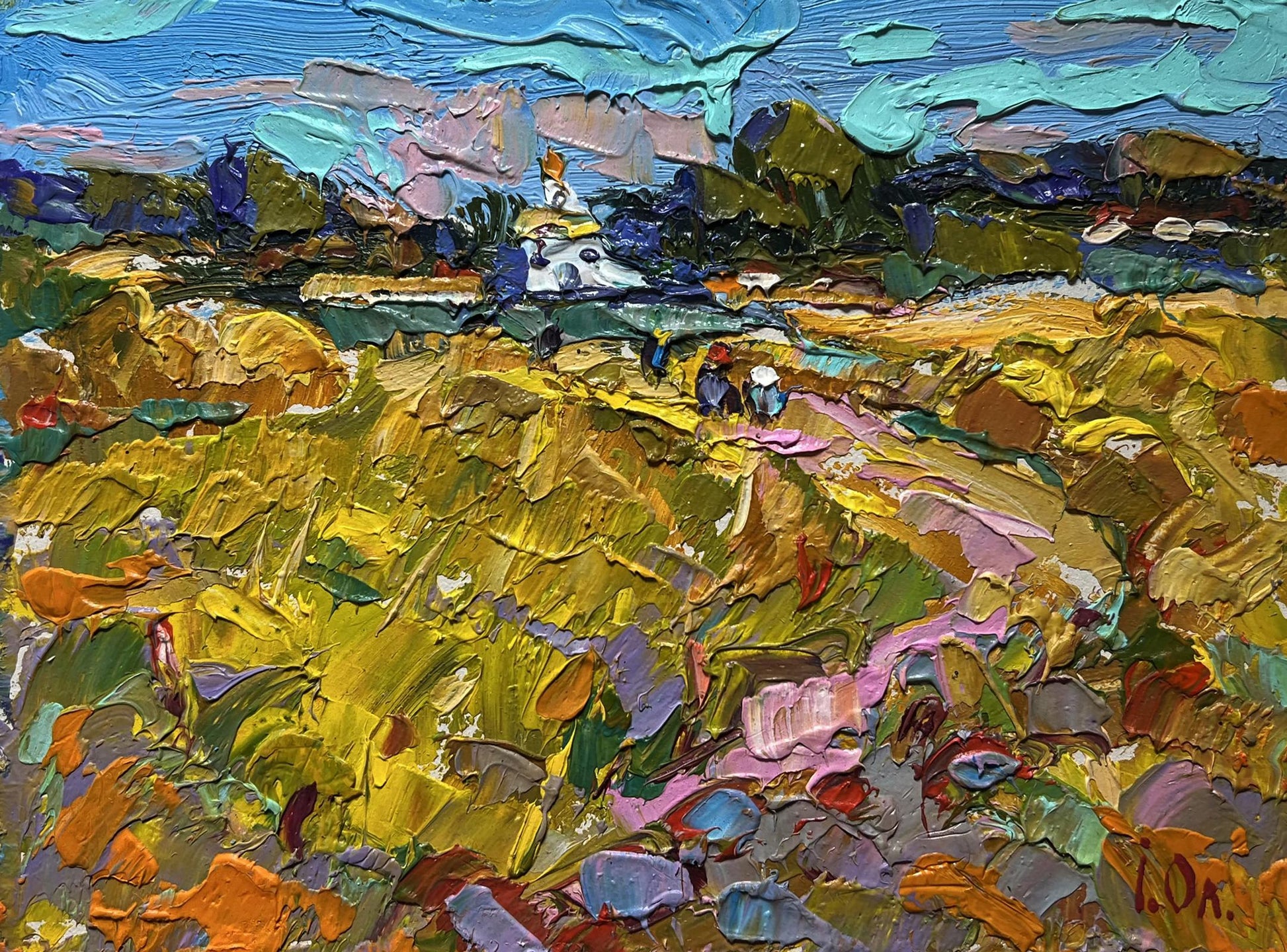 Vibrant impressionistic oil painting The road leading to the village by Oleksiy Ivanyuk