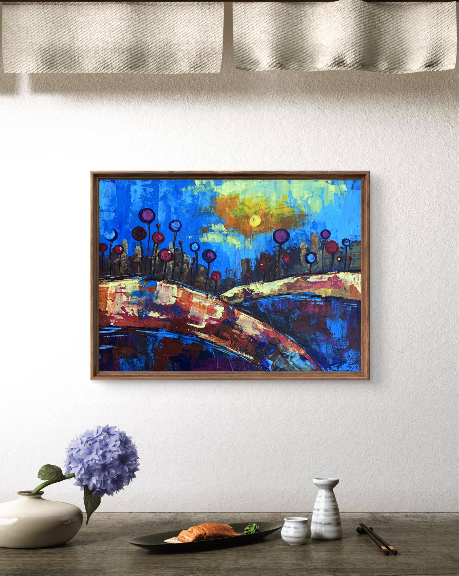 Oil painting A childhood dream by V. Zadorozhnya in wooden frame