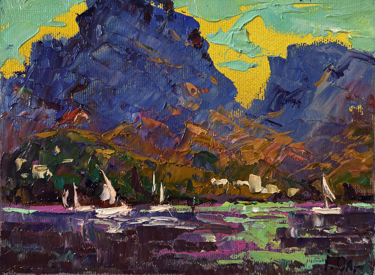 Vibrant impressionist oil painting River Silence on Boats by Oleksiy Ivanyuk