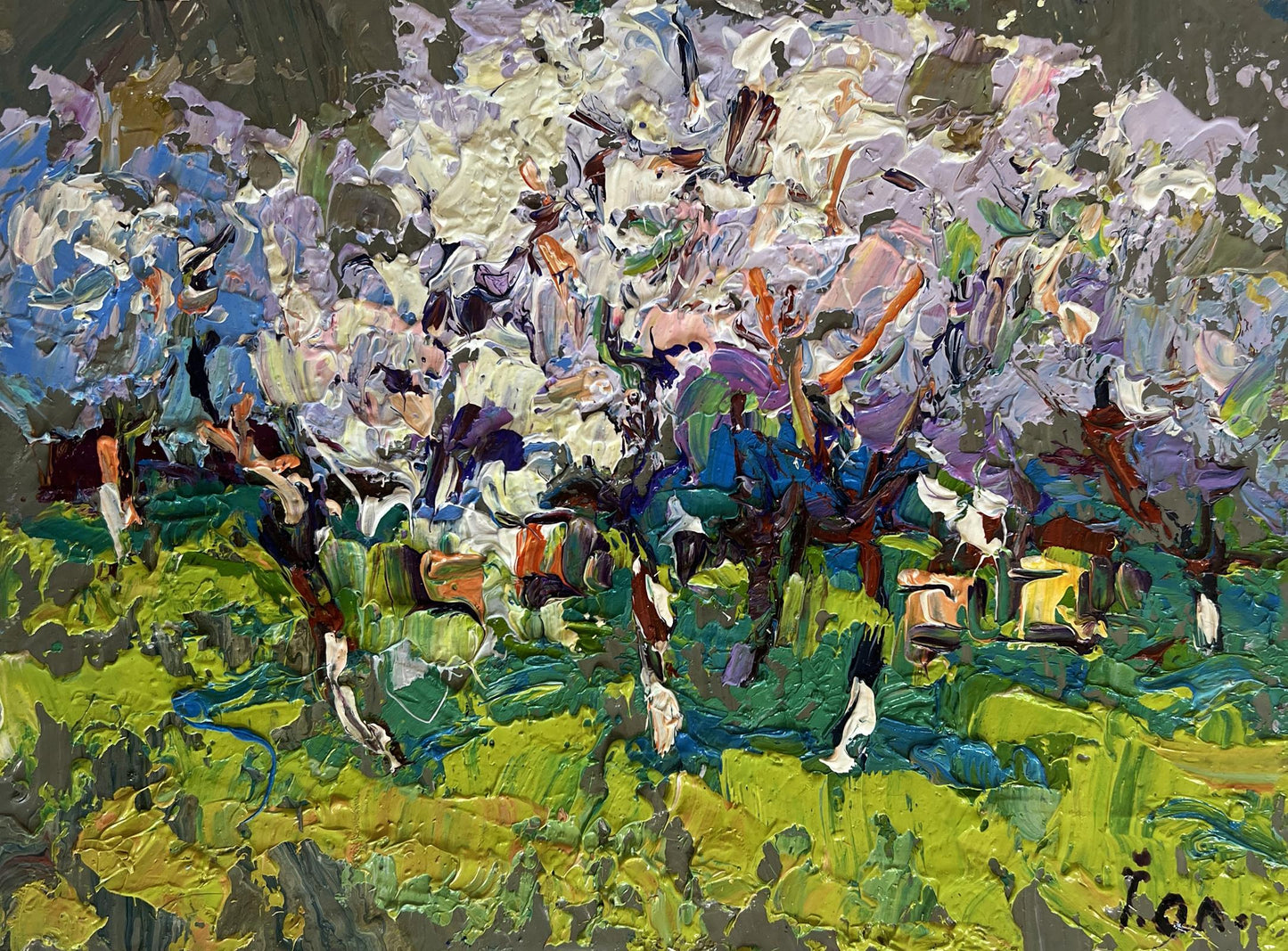 Vibrant impressionist oil painting The gardens are blooming by Oleksiy Ivanyuk