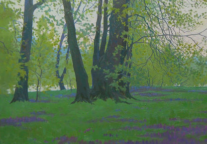 Serene April spring forest oil painting by Valery Savenets