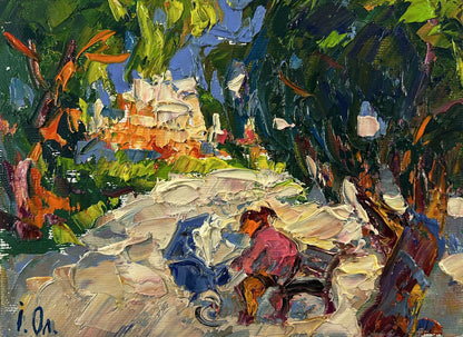 Vibrant impressionist oil painting In the summer park by Oleksiy Ivanyuk