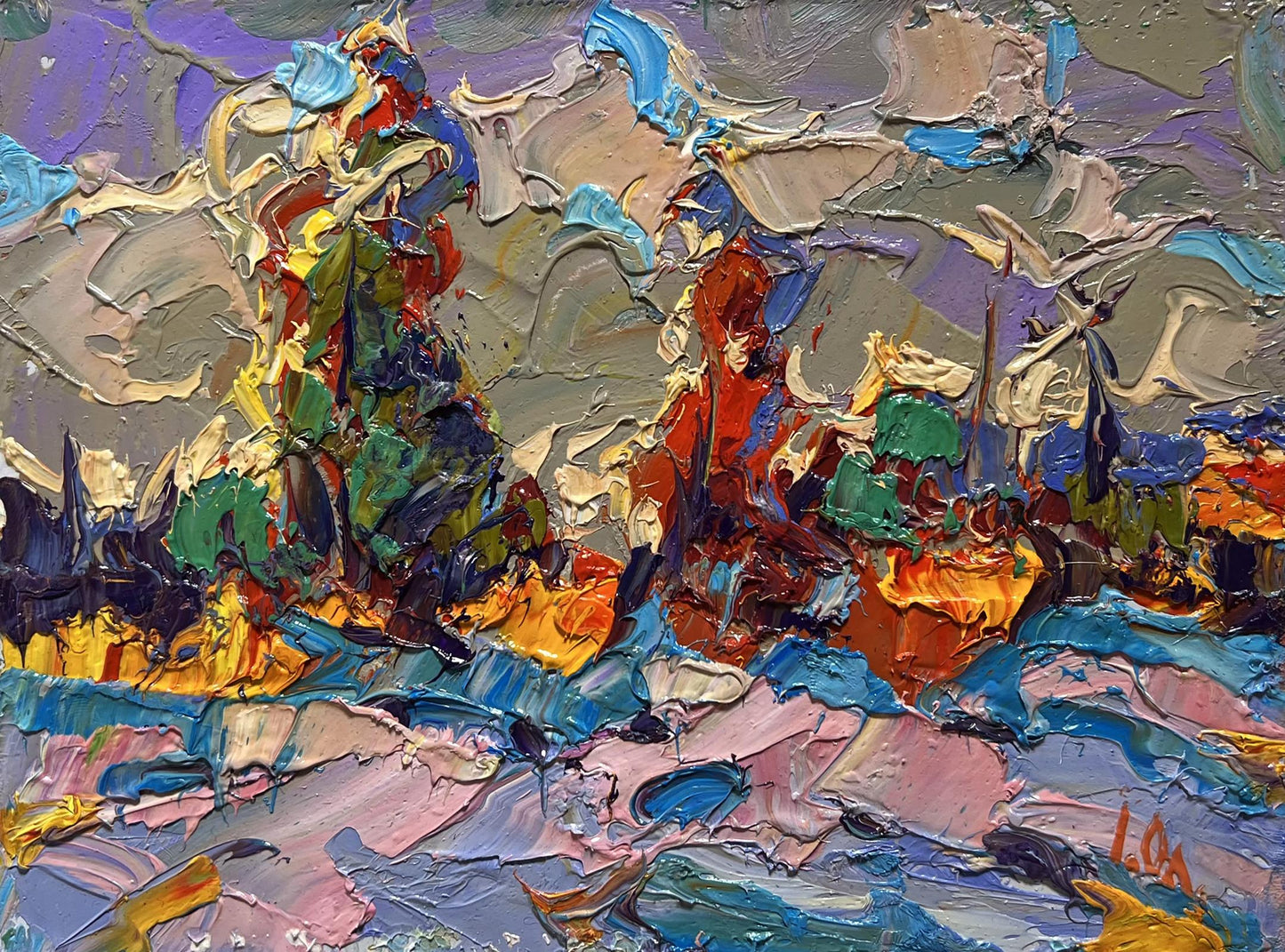 Vibrant impasto oil painting The first snow fell by Oleksiy Ivanyuk