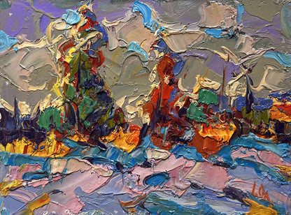 Vibrant impasto oil painting The first snow fell by Oleksiy Ivanyuk