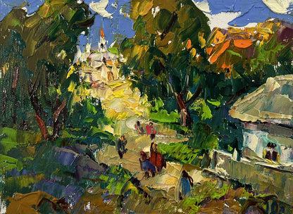 Vibrant impressionist oil painting Feast Day in Village by Oleksiy Ivanyuk