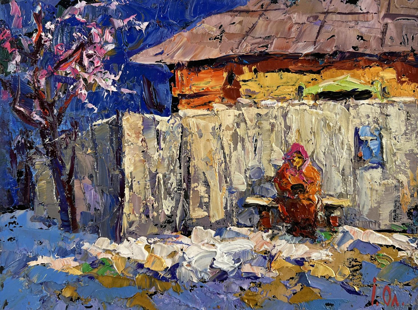 Vibrant impressionist oil painting Warm evening in grandmas house by Oleksiy Ivanyuk