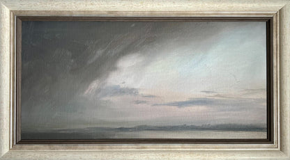 Oil painting A storm is coming by Tatyana Derdey moody sky over shoreline